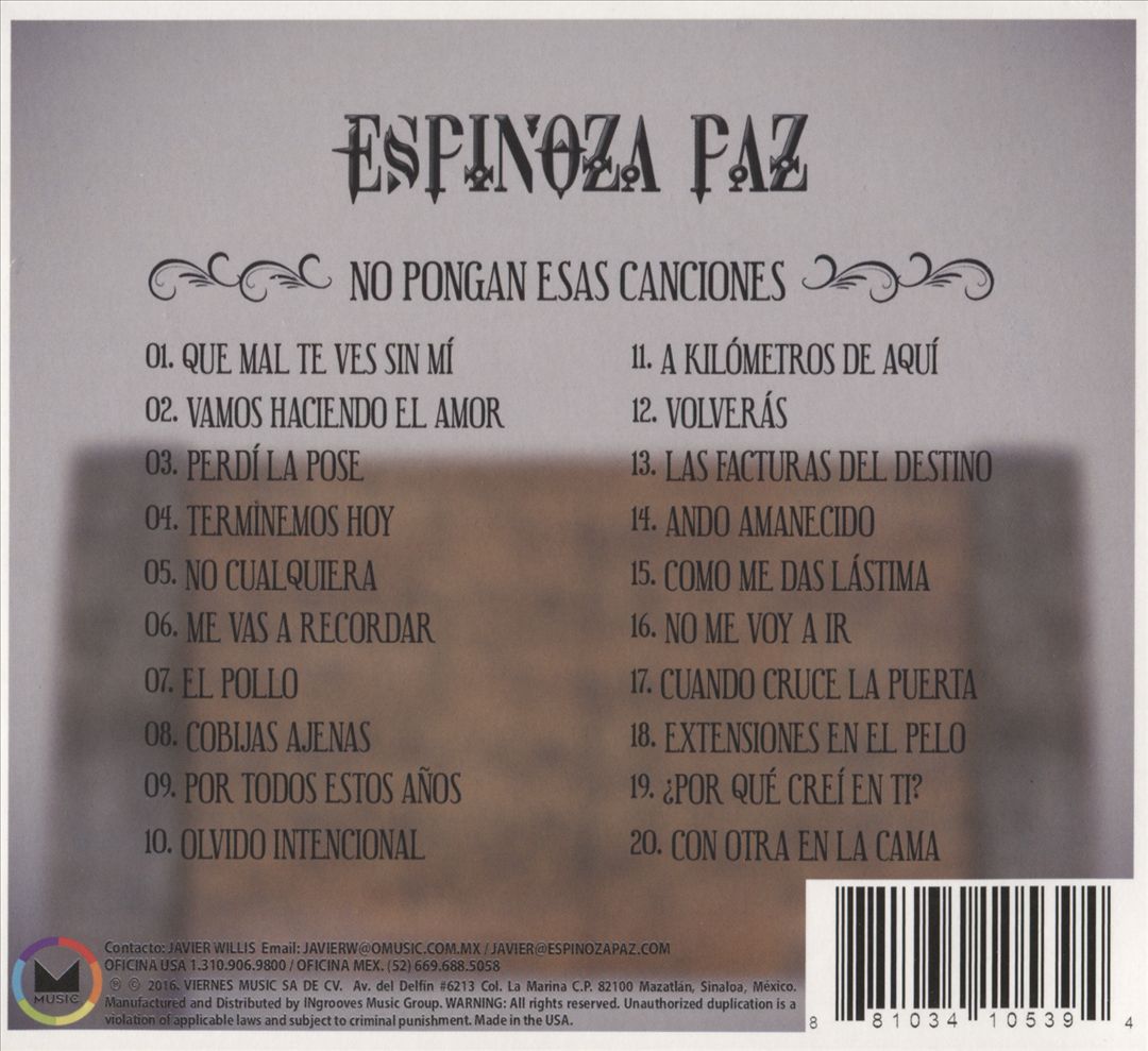 No Pongan Esas Canciones cover art