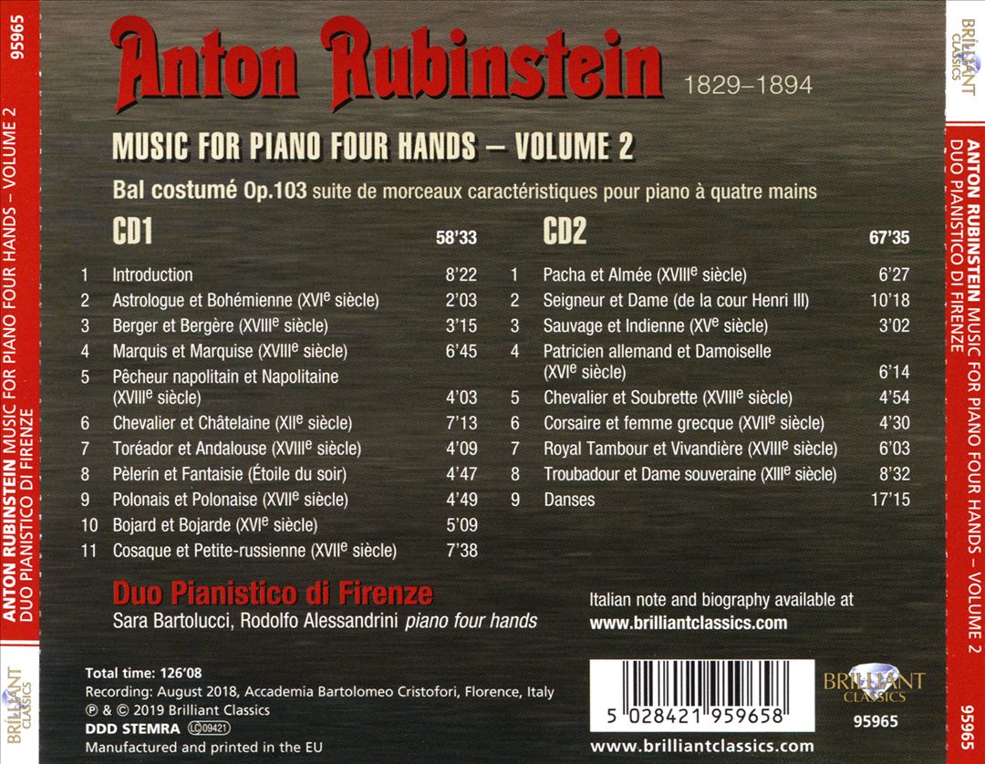 Rubinstein: Music for Piano Four Hands, Vol. 2 cover art
