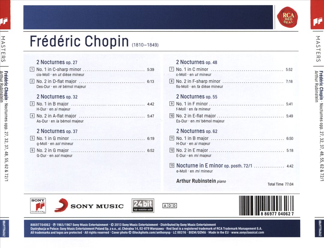 Chopin: Nocturnes Op. 27, 32, 37, 48, 55, 62 & 72 cover art