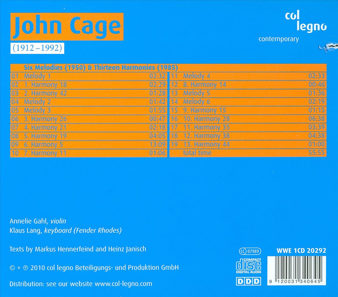 John Cage: Melodies & Harmonies cover art