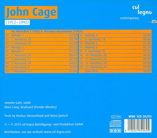 John Cage: Melodies & Harmonies cover art