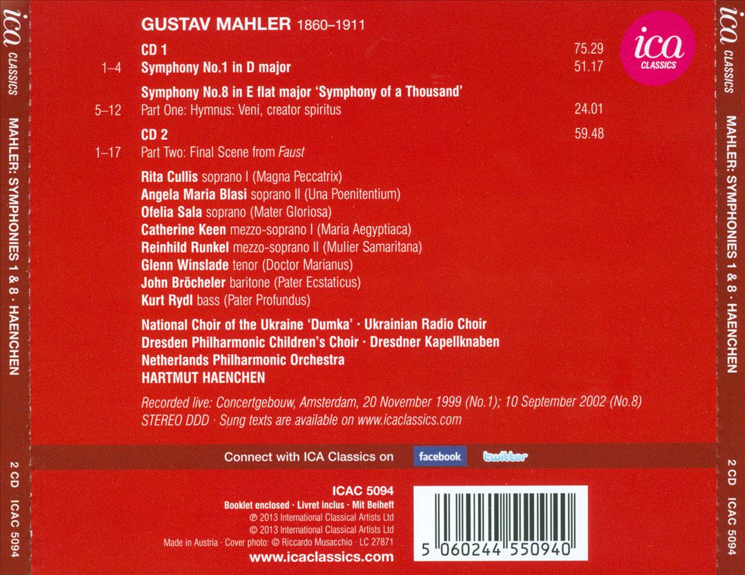 Mahler: Symphonies Nos. 1 & 8 cover art