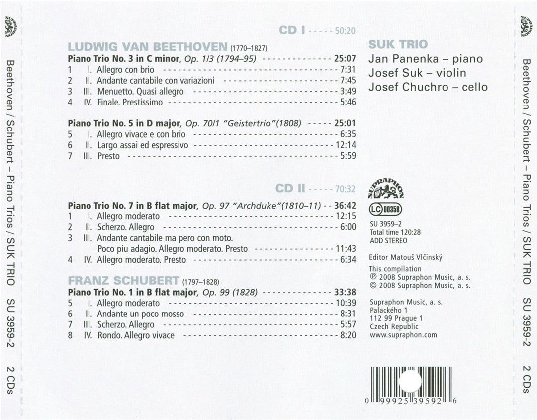 Beethoven: Piano Trios Nos. 3, 5, & 7; Schubert: Piano Trio No. 1 cover art