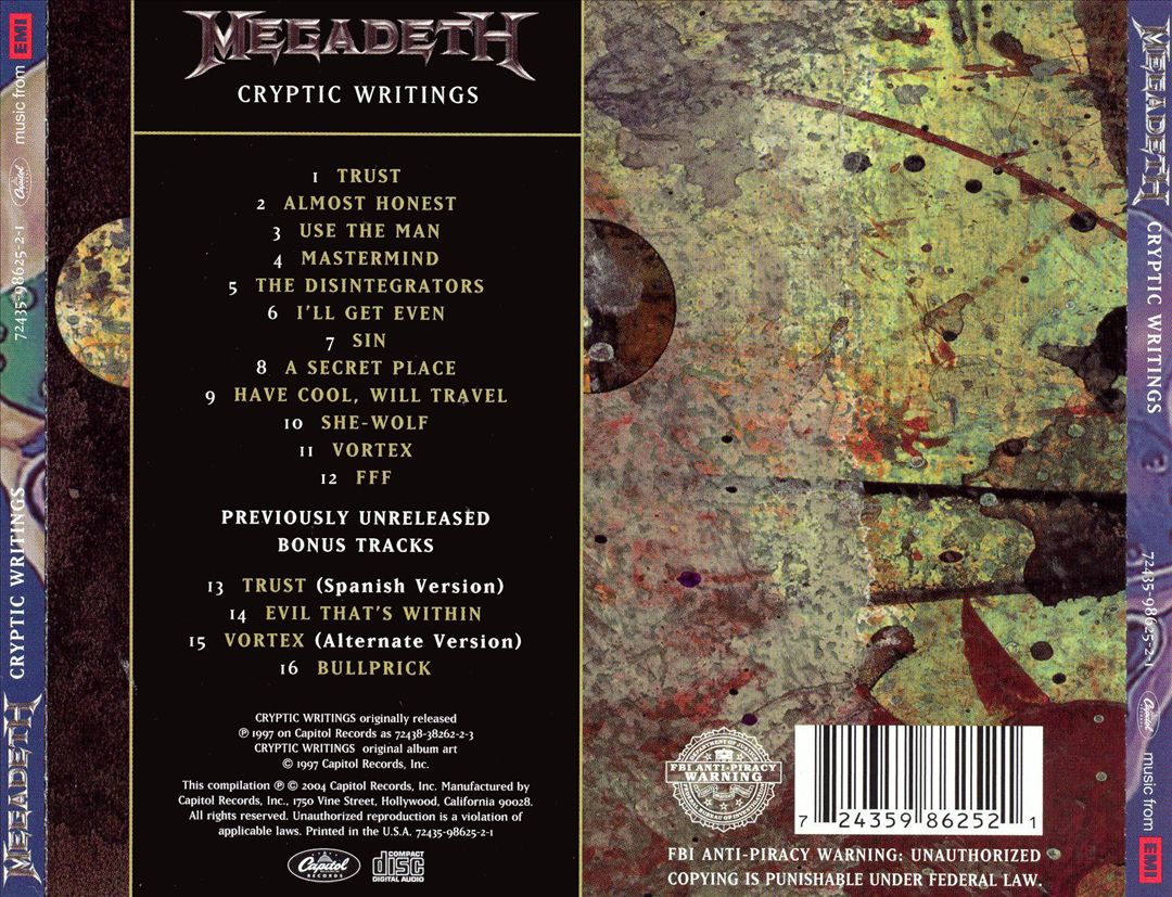 Cryptic Writings [Bonus Tracks] cover art