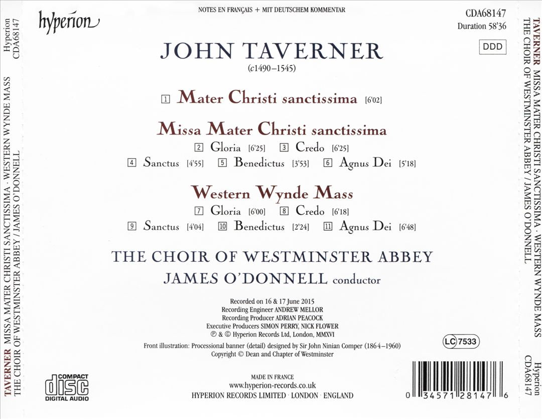 Taverner: Western Wynde Mass; Missa Mater Christi Sanctissima cover art