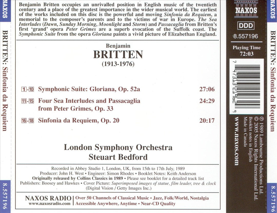 Britten: Sinfonia da Requiem; Sea Interludes and Passacaglia from Peter Grimes cover art