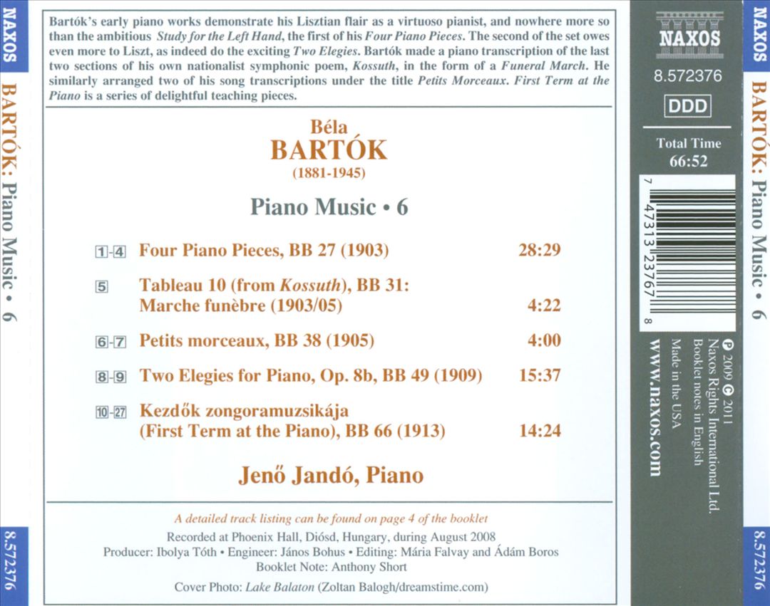 Bartók: Piano Music cover art