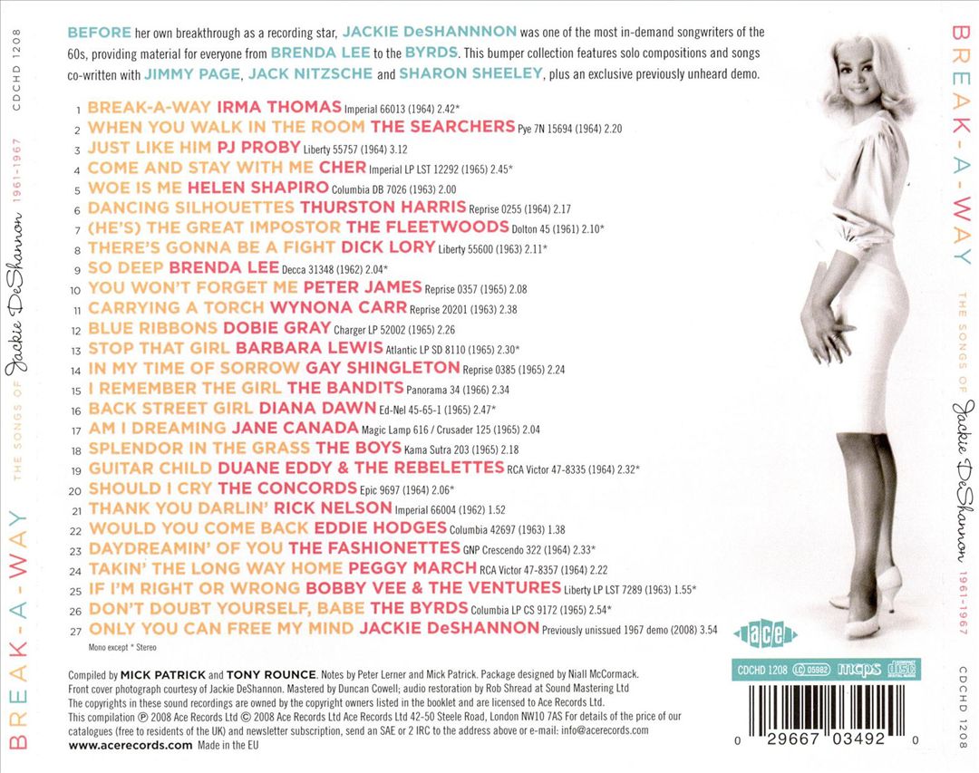 Break-A-Way: The Songs of Jackie DeShannon cover art