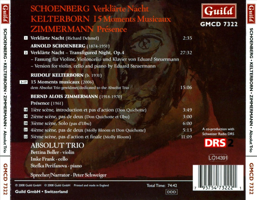 Schoenberg: Verklärte Nacht; Kelterborn: 15 Moments Musicaux; Zimmermann: Présence cover art