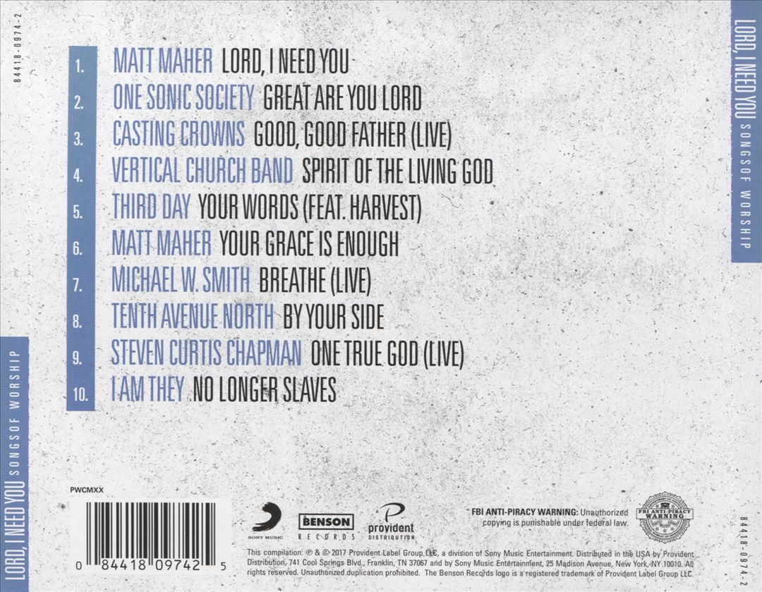 Lord I Need You: Songs of Worship cover art