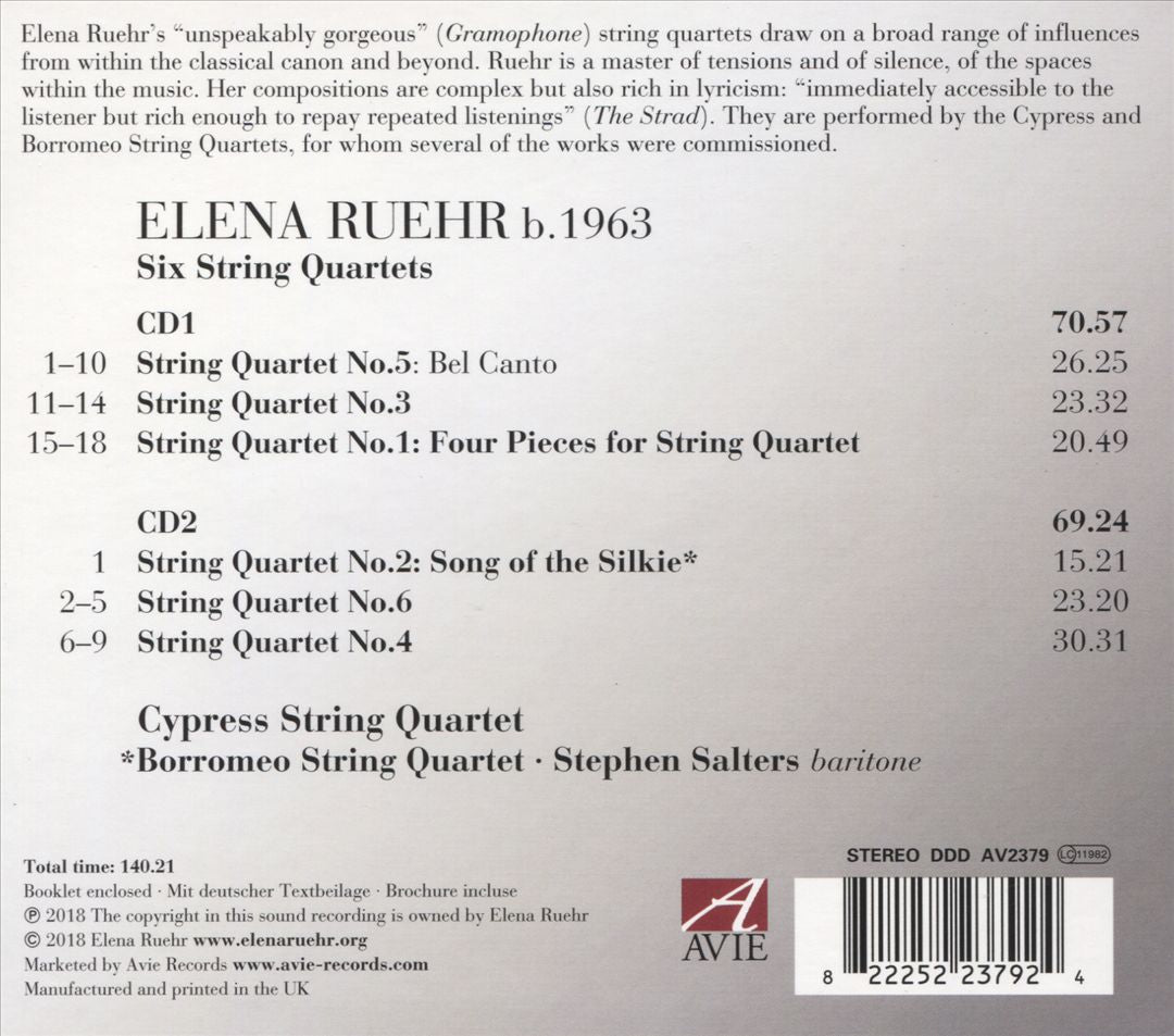 Elena Ruehr: Six String Quartets cover art