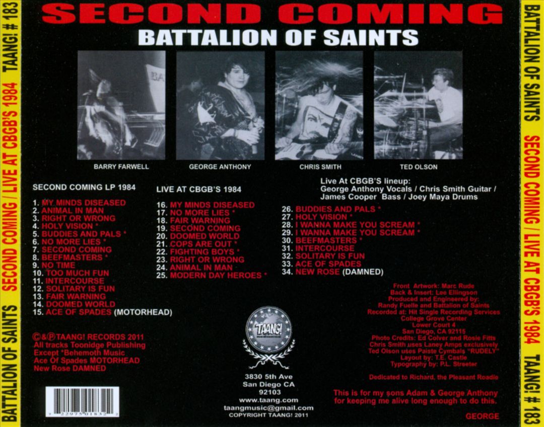Second Coming: Live at CBGB's 1984 cover art