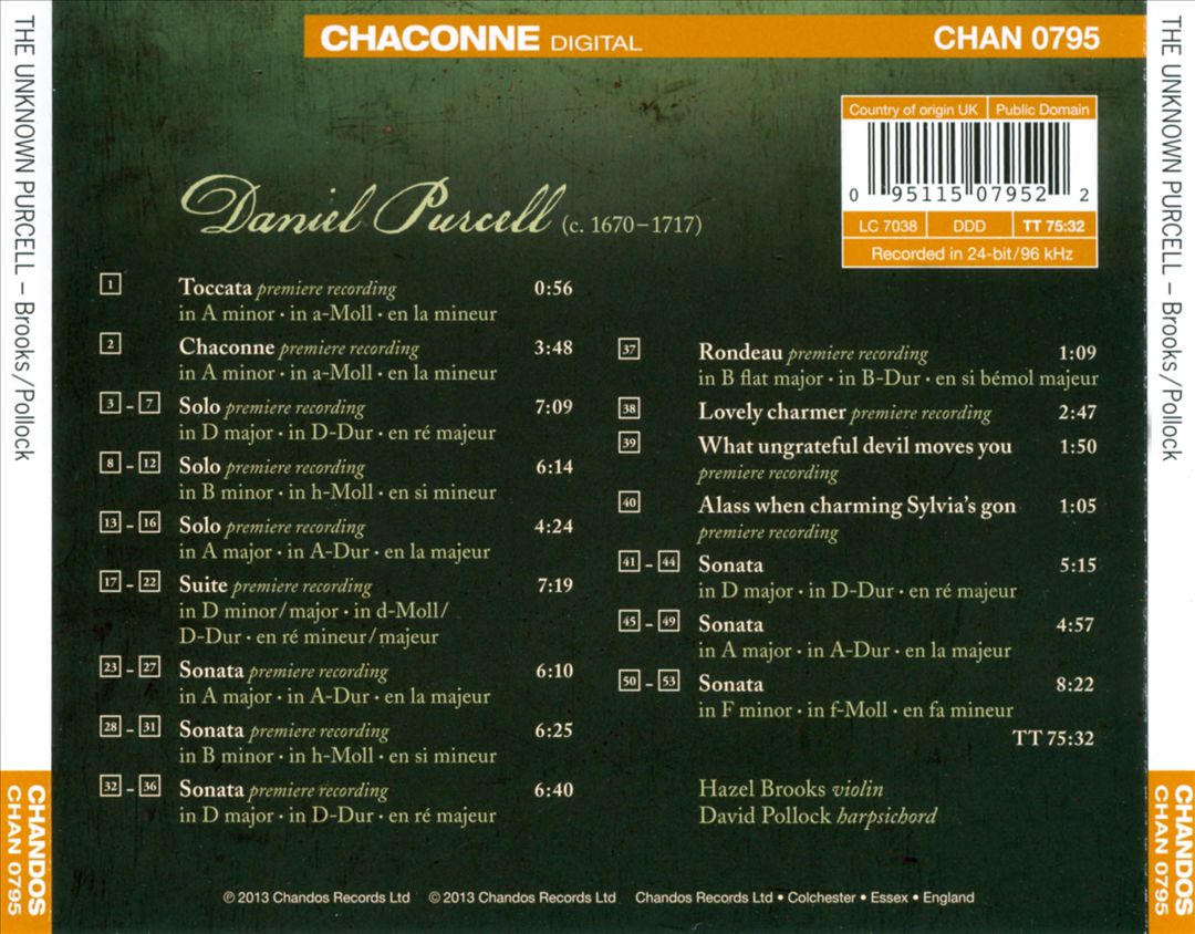Unknown Purcell: Sonatas by Daniel Purcell cover art