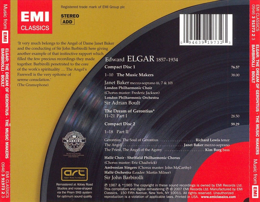 Elgar: The Dream of Gerontius; The Music Makers cover art