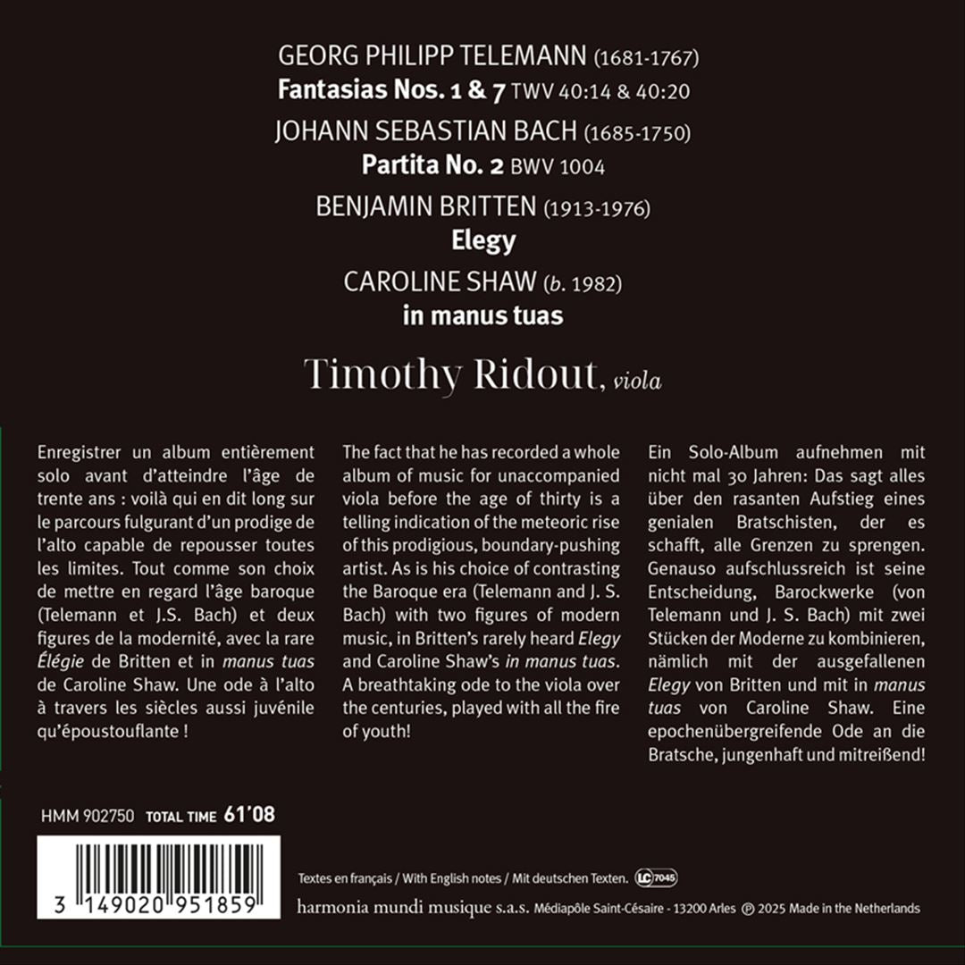 Telemann, Bach, Britten, Shaw cover art