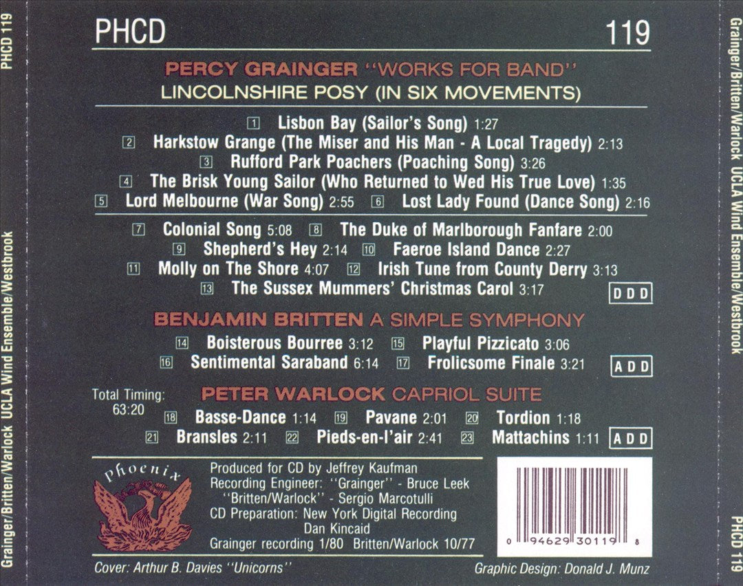 Grainger, Britten, Warlock: Works for Concert Band cover art