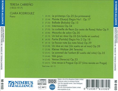 Clara Rodriguez Plays the Music of Teresa Carreño cover art