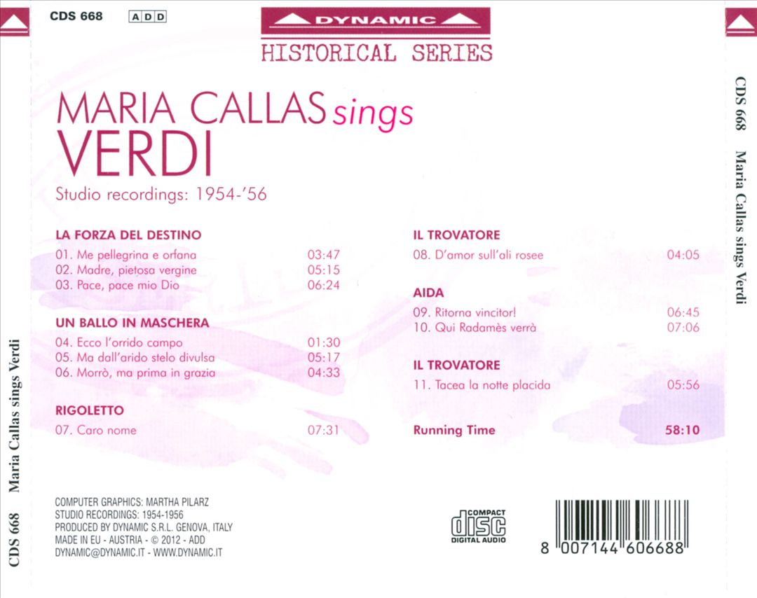Maria Callas sings Verdi cover art