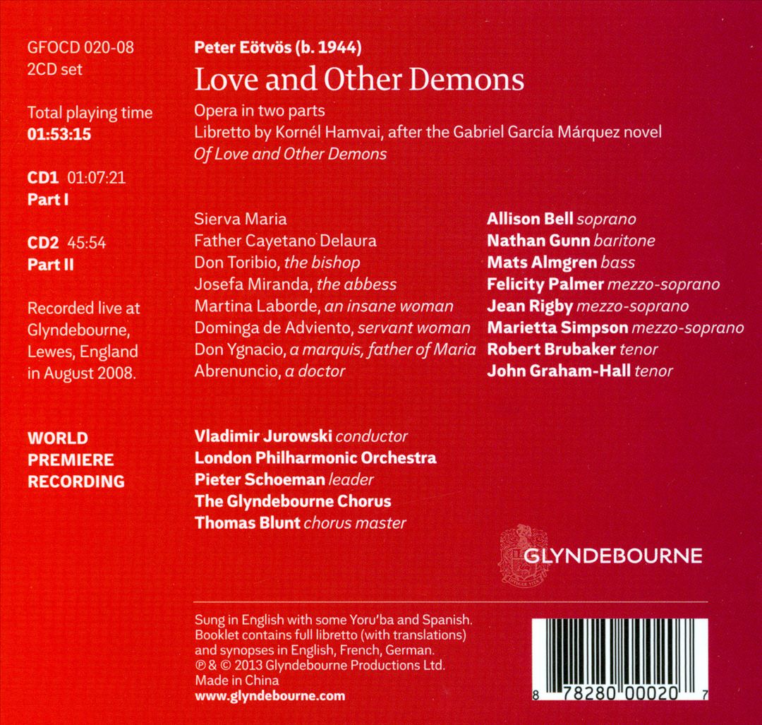Péter Eötövs: Love and Other Demons cover art