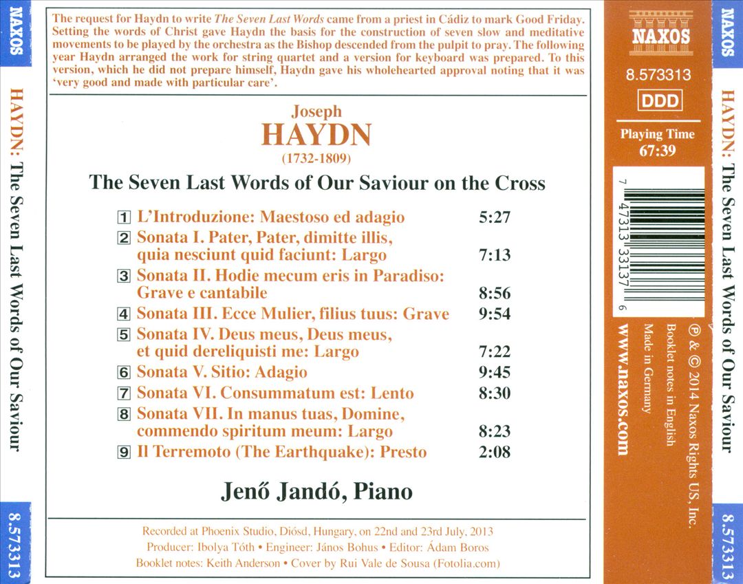 Haydn: The Seven Last Words of Our Saviour on the Cross cover art