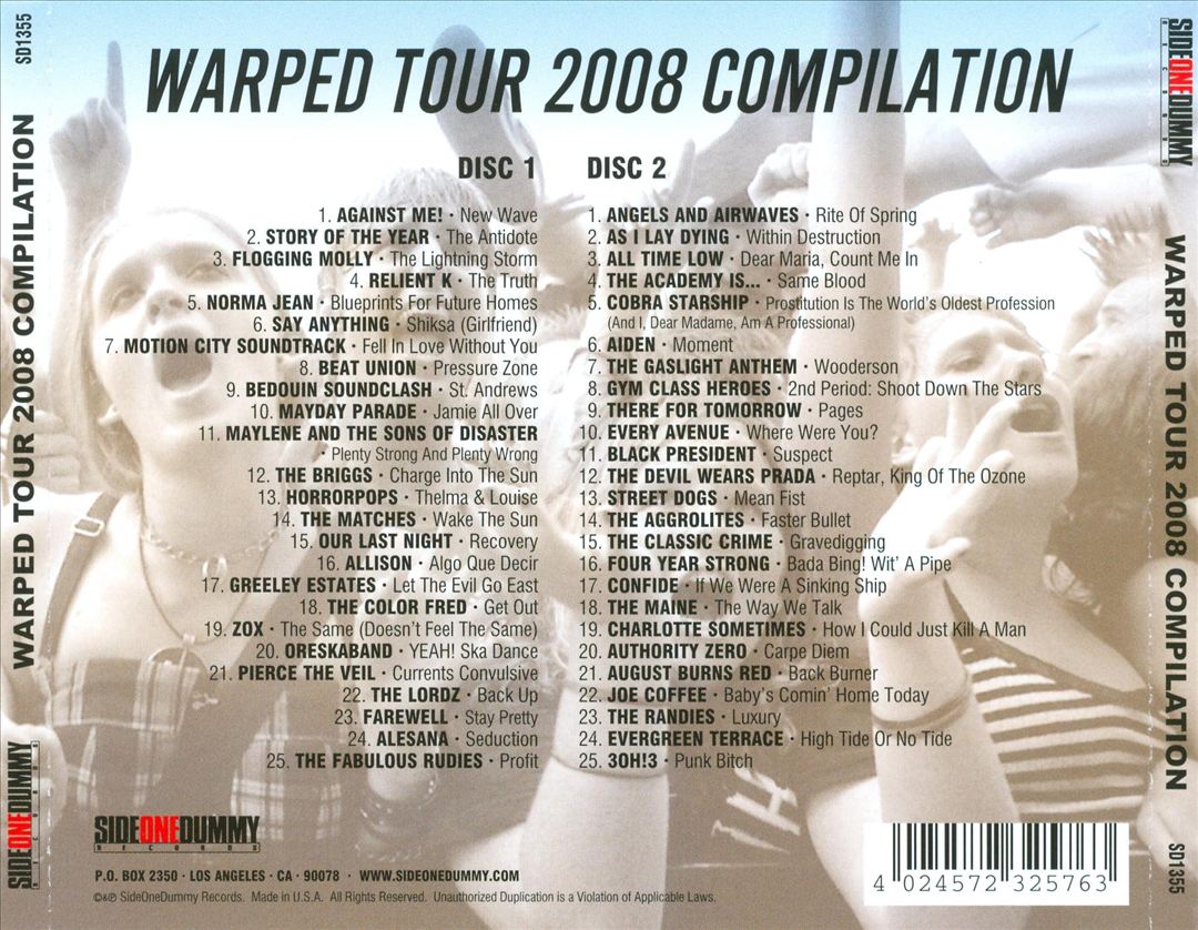 Warped Tour: 2008 Compilation cover art