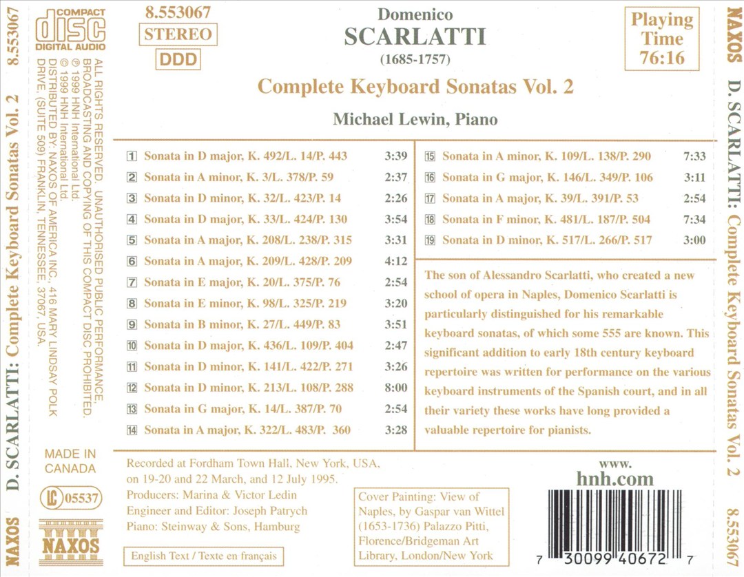 Domenico Scarlatti: Complete Keyboard Sonatas, Vol.2 cover art