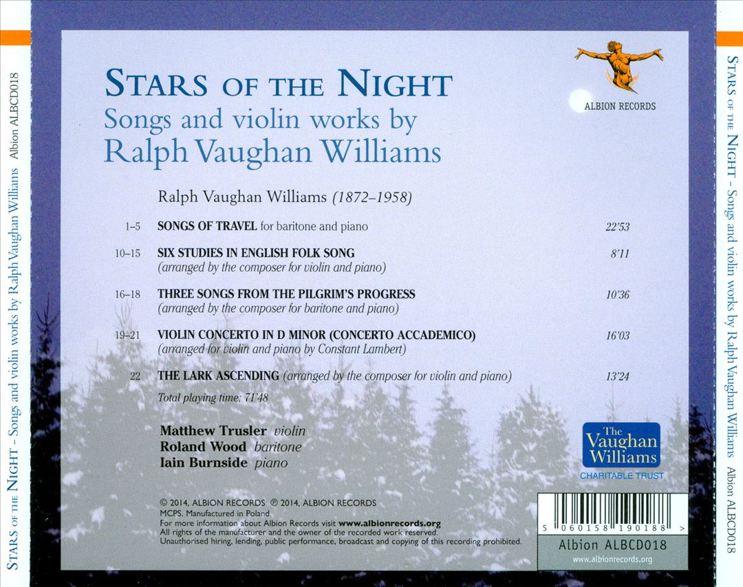 Stars of the Night: Songs and Violin Works by Ralph Vaughan Williams cover art