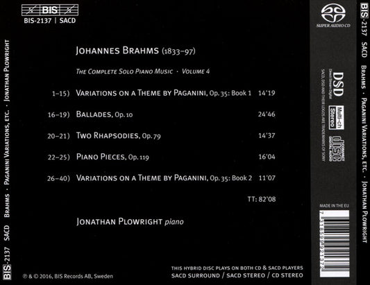 Brahms: Paganini Variations, Op. 13; Four Ballades, Op. 10; Two Rhapsodies, Op. 79; Four Piano Pieces, Op. 119 cover art