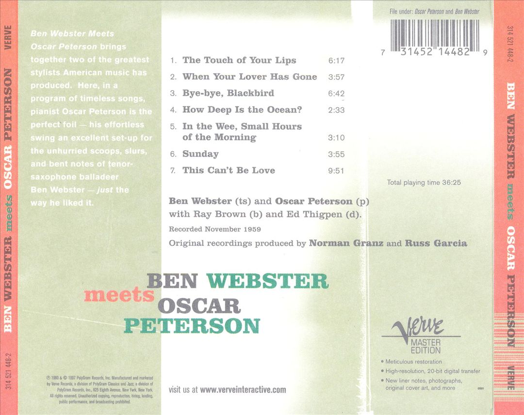 Ben Webster Meets Oscar Peterson cover art