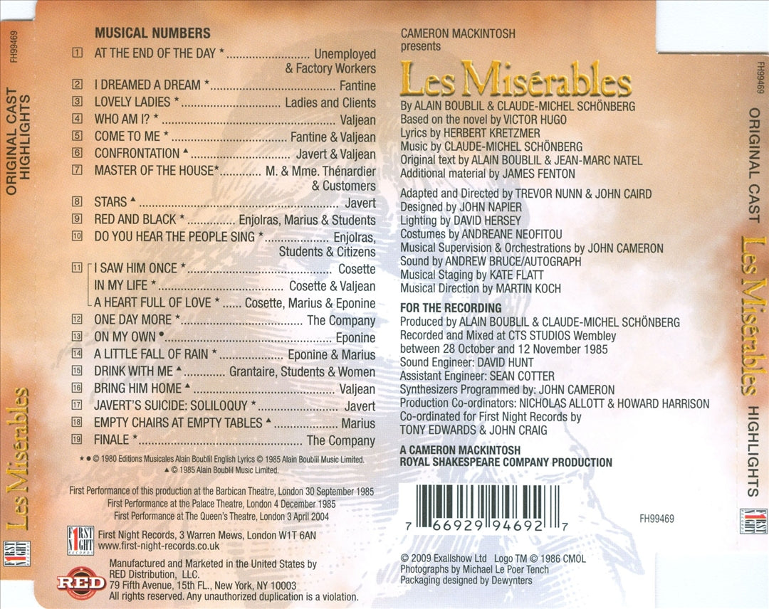 Misérables [Original London Cast] [Highlights] cover art