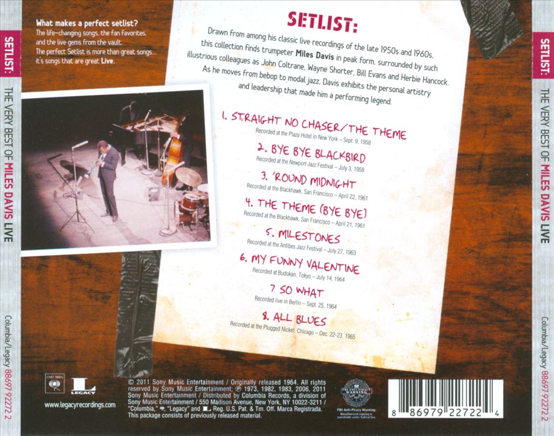 Setlist: The Very Best of Miles Davis Live cover art