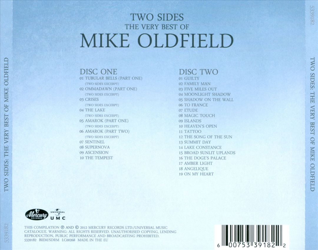 Two Sides: The Very Best of Mike Oldfield cover art