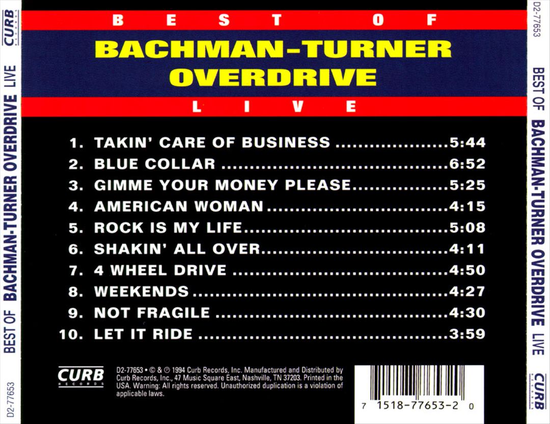 Best of Bachman-Turner Overdrive: Live cover art