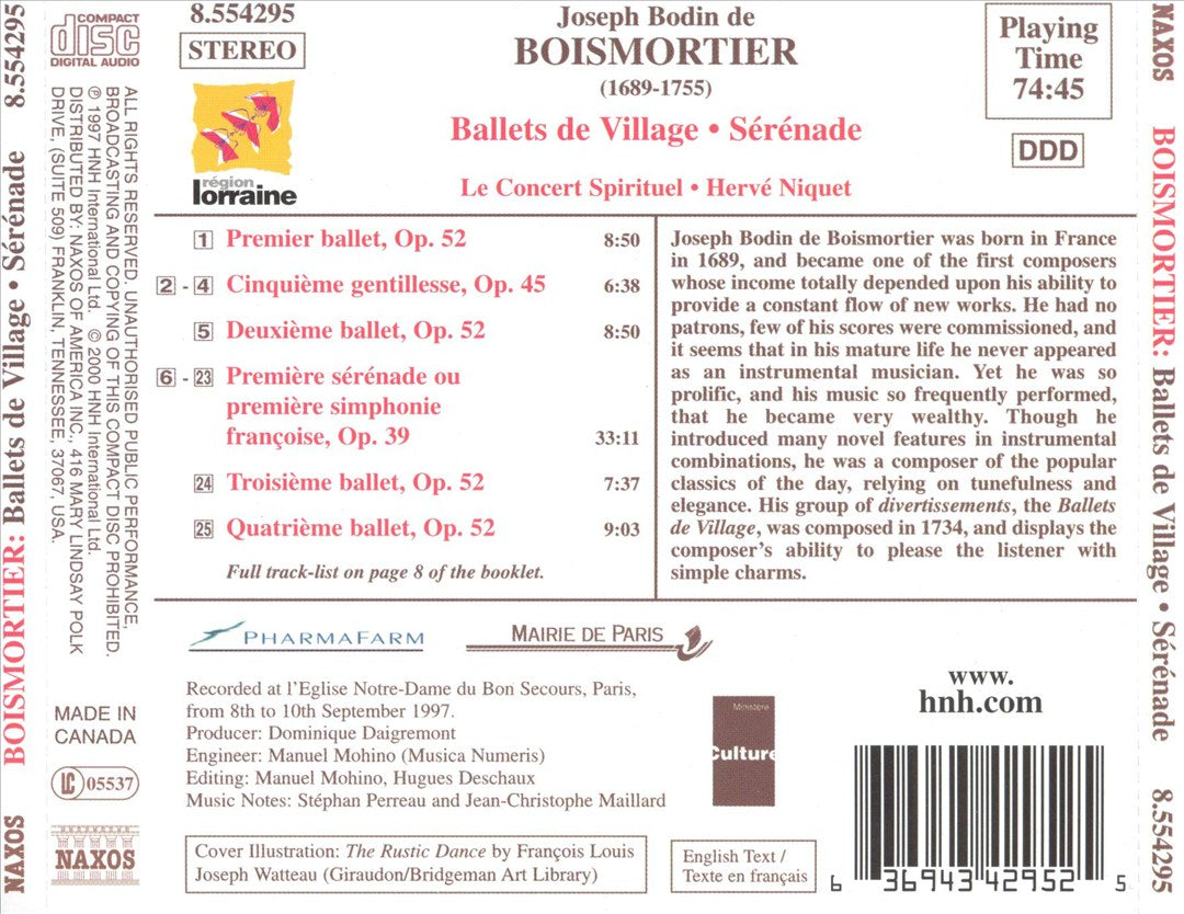 Boismortier: Ballets de Village; Sérénade cover art