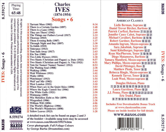 Ives: Songs, Vol. 6 cover art