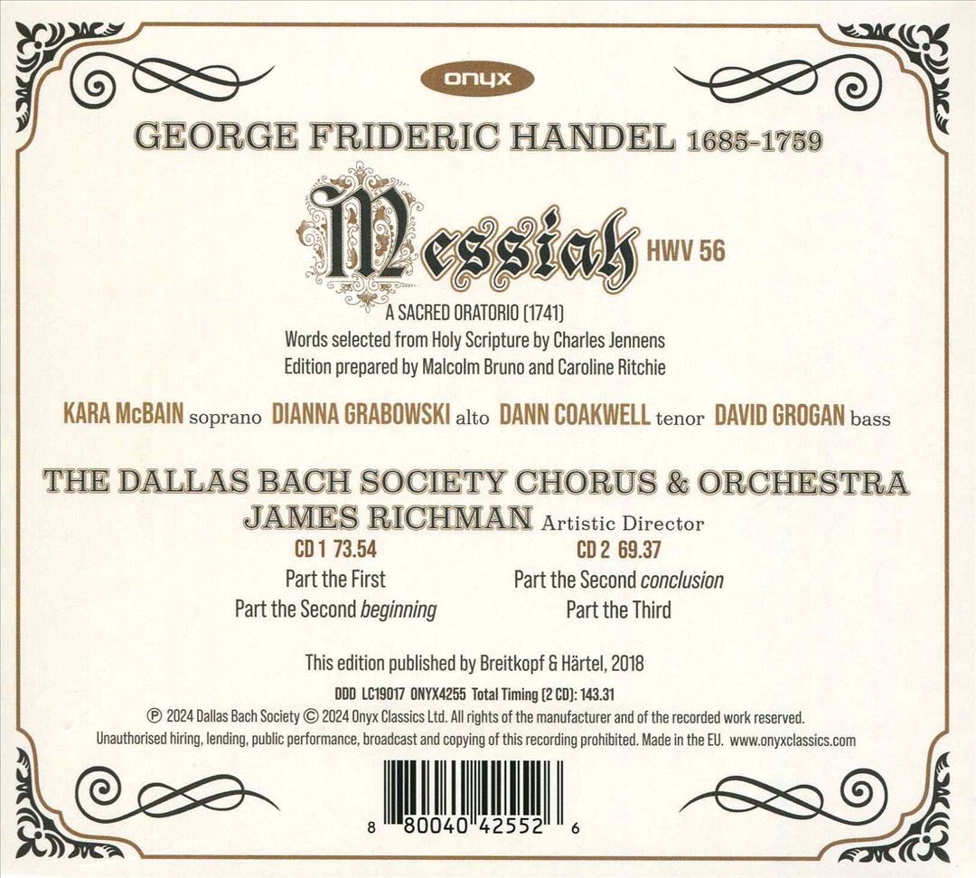 Handel: Messiah - 1741 cover art
