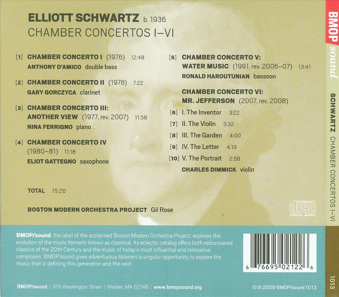 Elliott Schwartz: Chamber Concertos Nos. 1-6 cover art