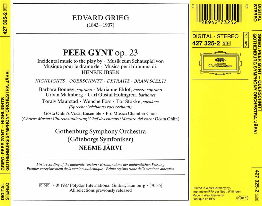 Grieg: Peer Gynt cover art