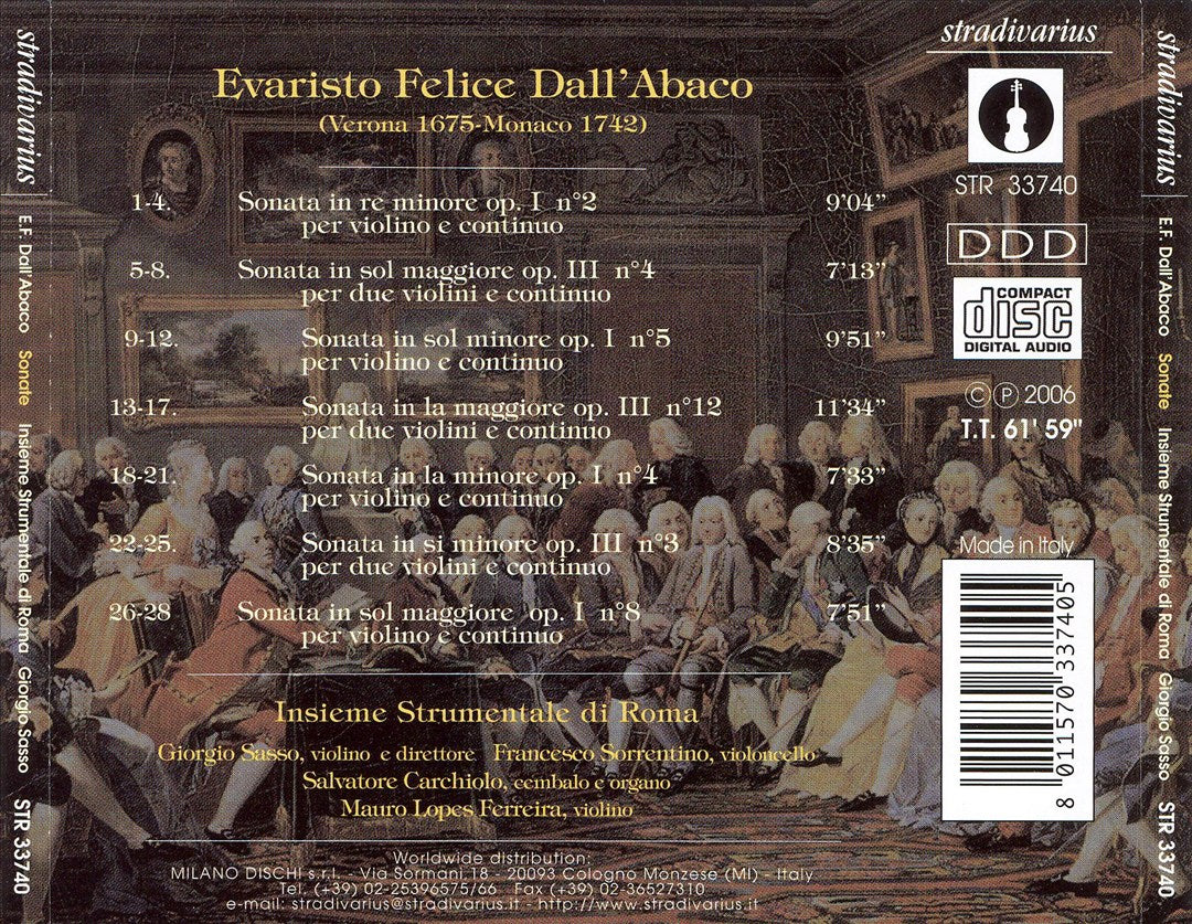 Evaristo Felice Dall'Abaco: Sonate Op. 1 & 3 cover art