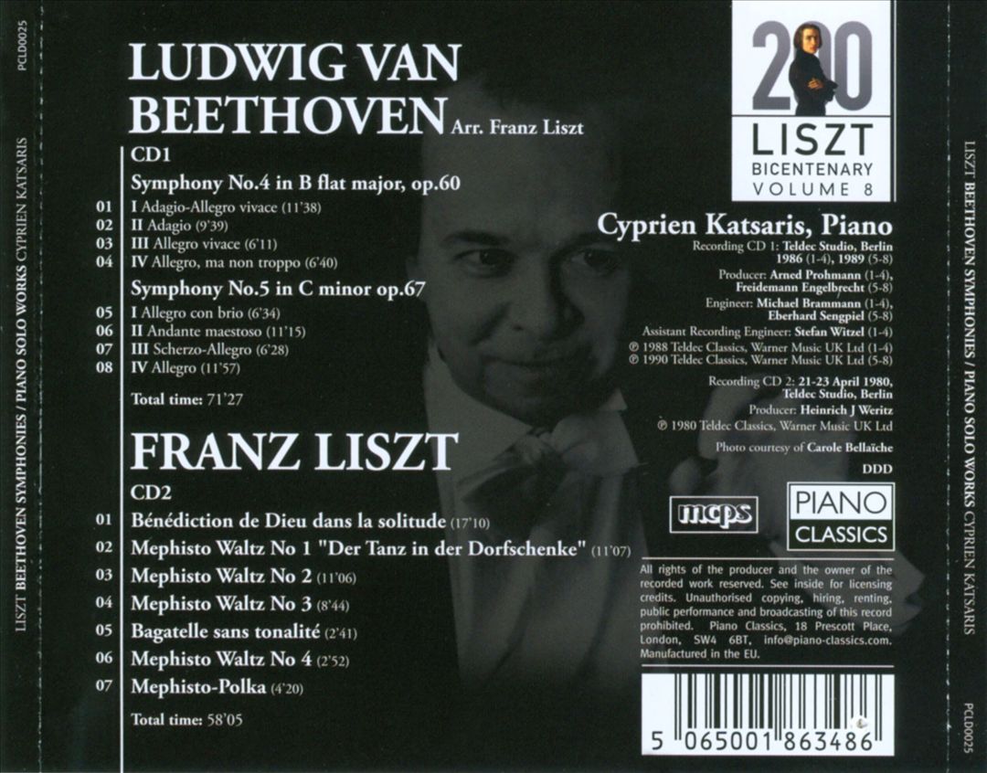 Beethoven/Liszt: Symphonies 4 & 5; Bénédiction de Dieu; 4 Mephisto Waltzes cover art