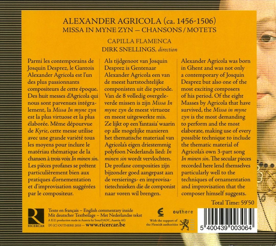 Alexander Agricola: Missa in Myne Zyn cover art