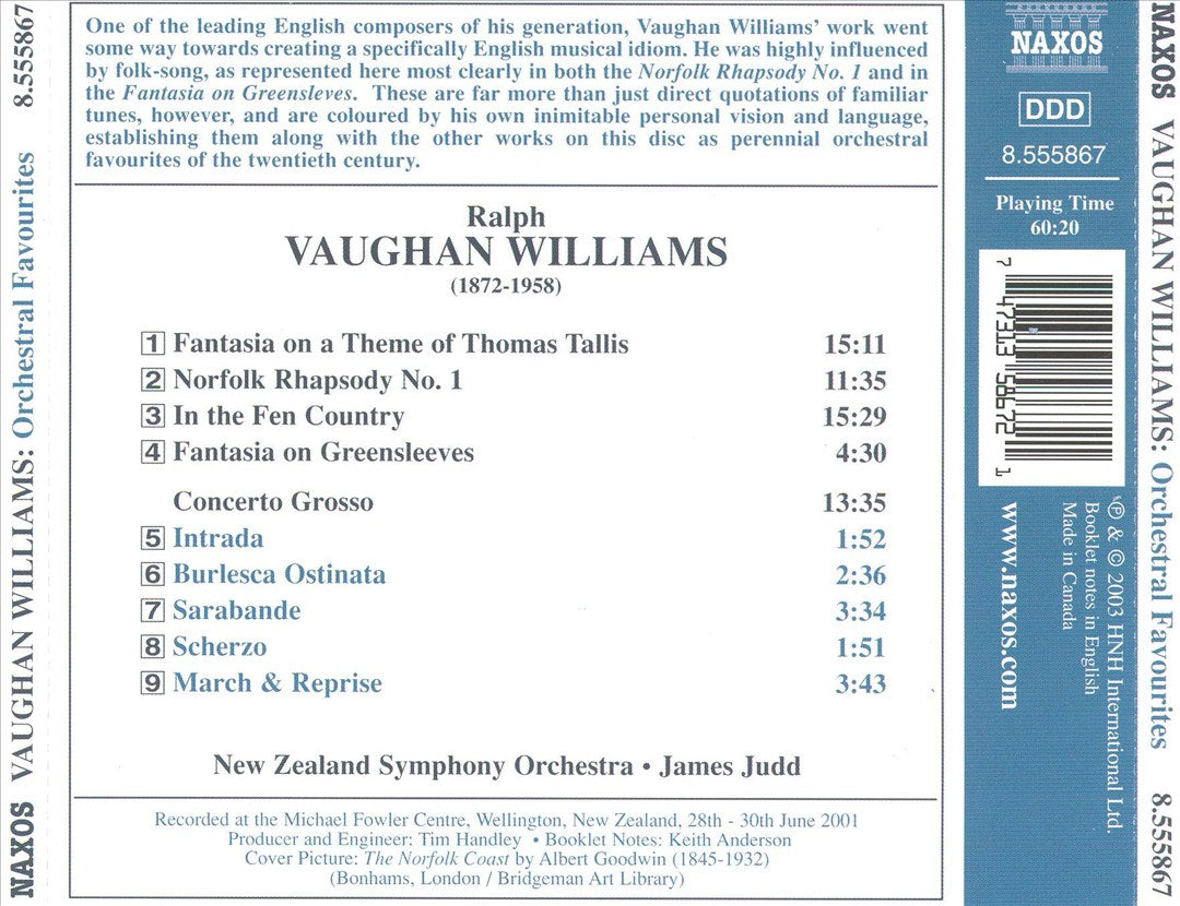 Vaughan Williams: Fantasia on Greensleeves; Fantasia on a Theme of Thomas Tallis; Norfolk Rhapsody No. 1 cover art