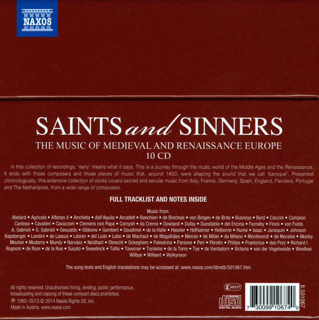 Saints and Sinners: The Music of Medieval and Renaissance Europe cover art