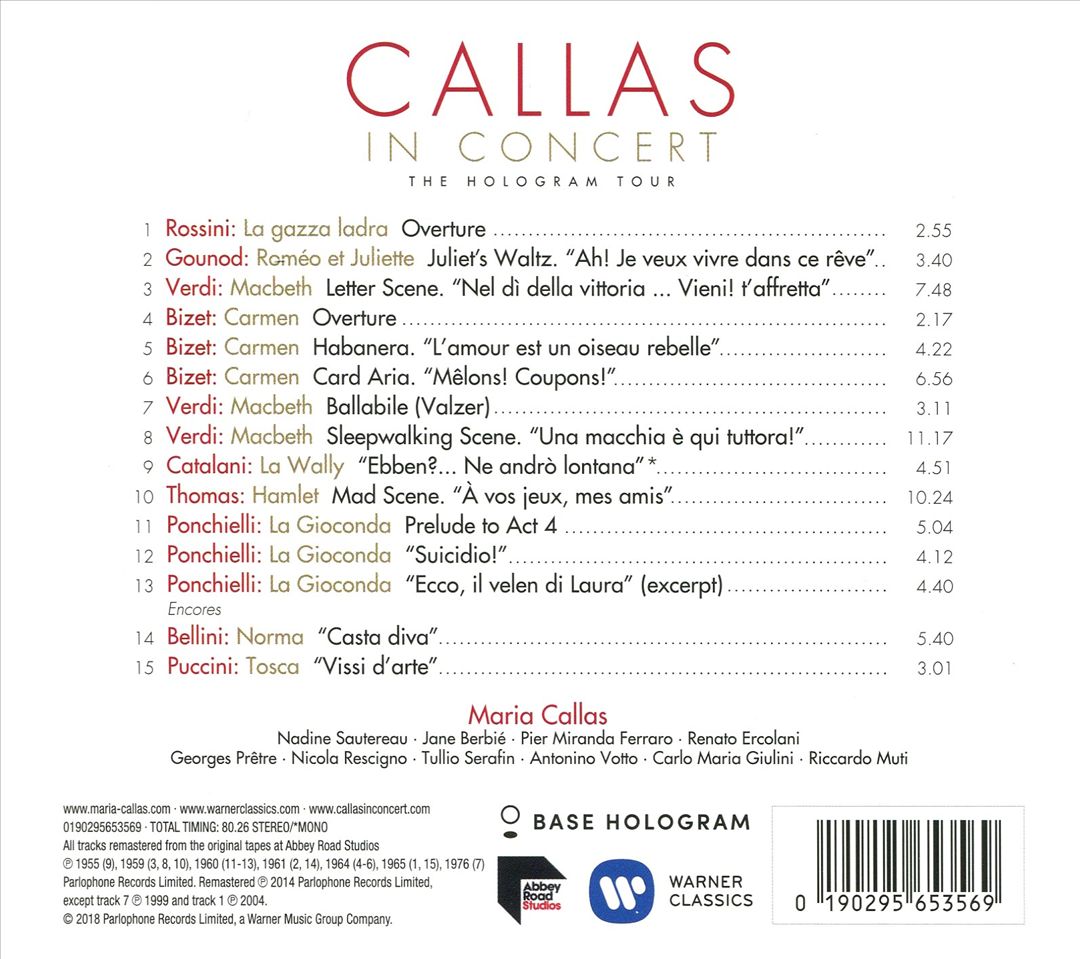 Callas in Concert: The Hologram Tour cover art