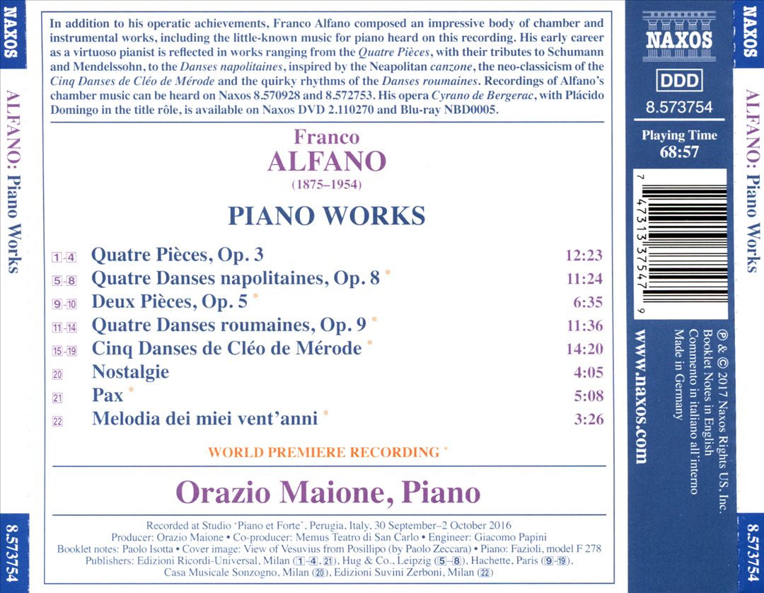 Franco Alfano: Piano Works cover art