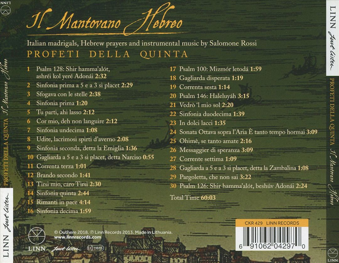 Salomone Rossi: Il Mantovano Hebreo cover art
