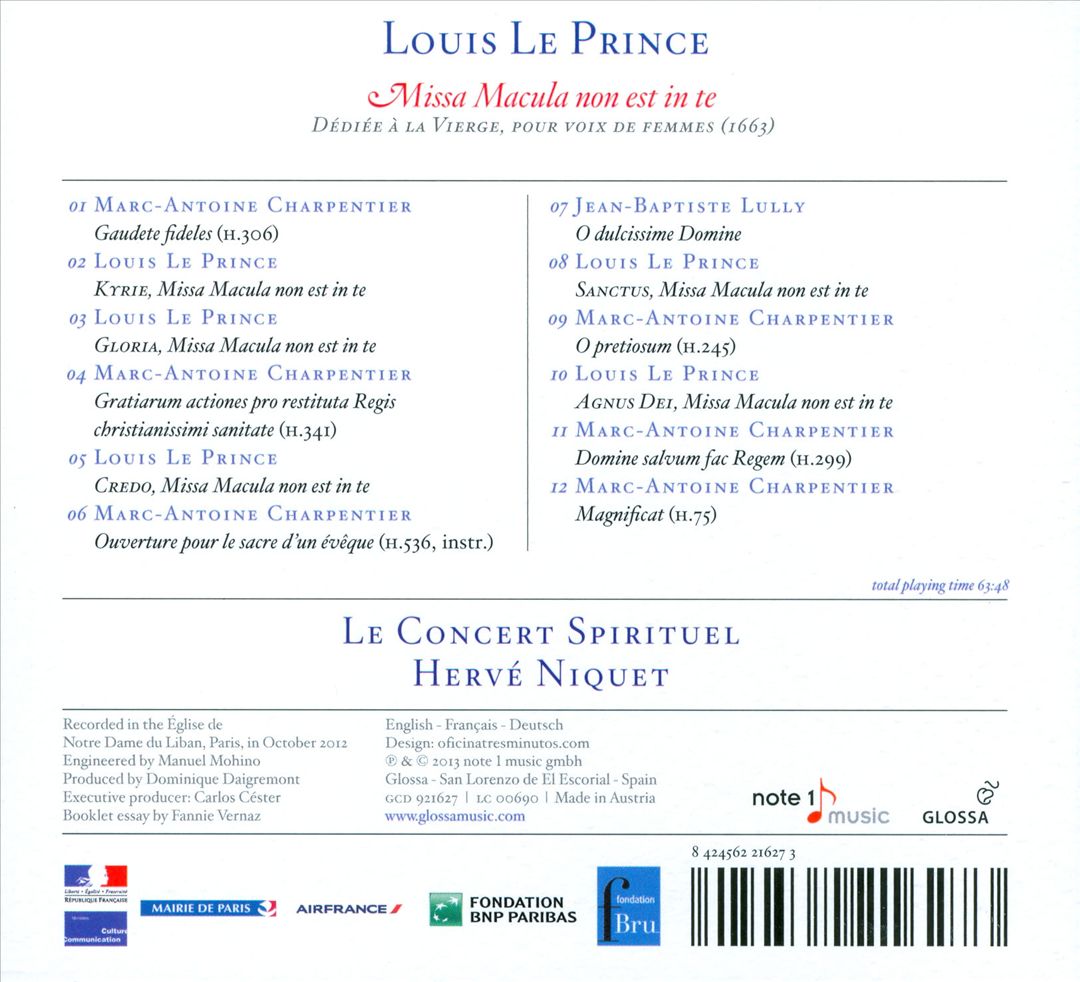 Louis le Prince: Missa Macula non est in te cover art