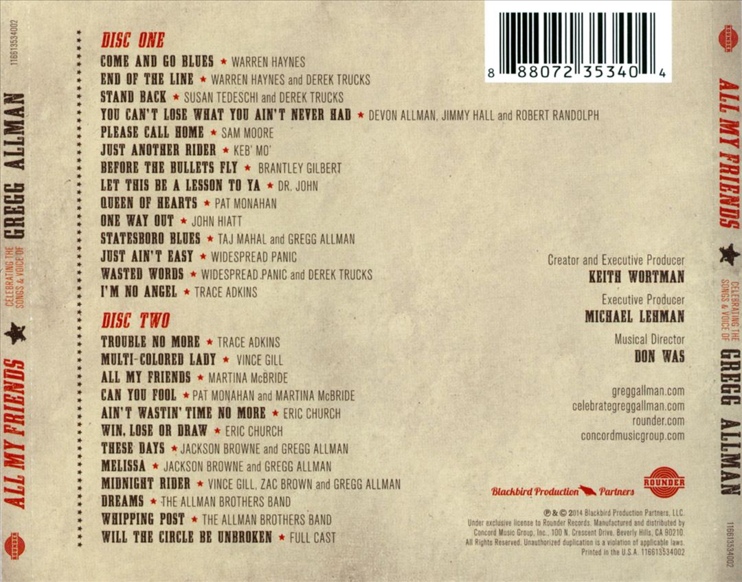 All My Friends: Celebrating the Songs & Voice of Gregg Allman cover art