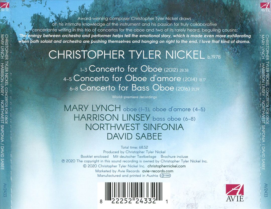 Christopher Tyler Nickel: Concertos for Oboe cover art