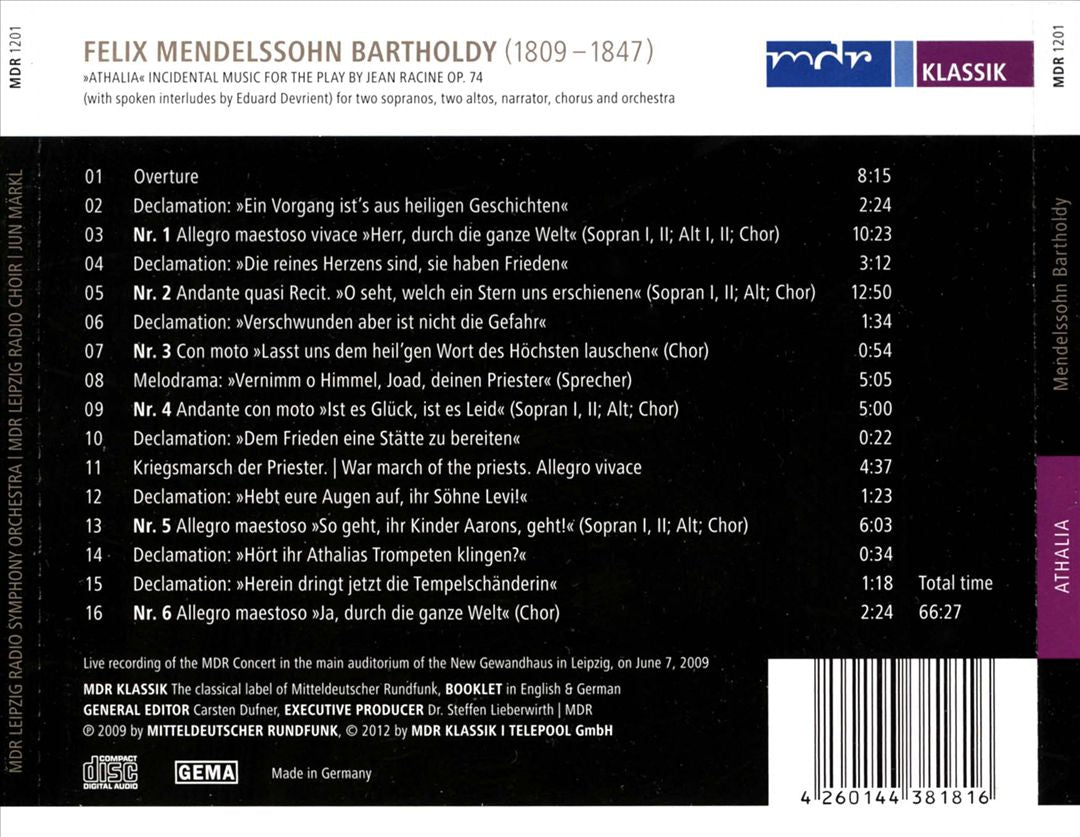 Mendelssohn Bartholdy: Athalia cover art